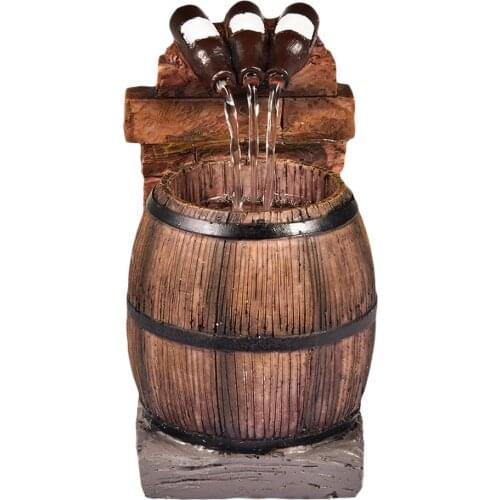 Beer Barrel Self-circulating Water Garden Patio Lawn Decorative Ornaments Resin Crafts Statue Outdoor Garden Fountain Decoratio