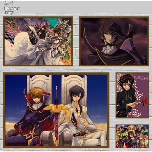 Code Geass Japanese Anime Lelouch of the Rebellion Retro Kraft Paper Movie Poster For Home Art Decoration Posters