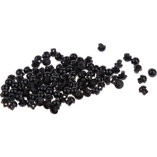 100 Pieces 6mm Plastic Black Half Ball Mushroom Shank Buttons Sewing Buttons DIY Bear Animal Toys Eyes Kids Craft