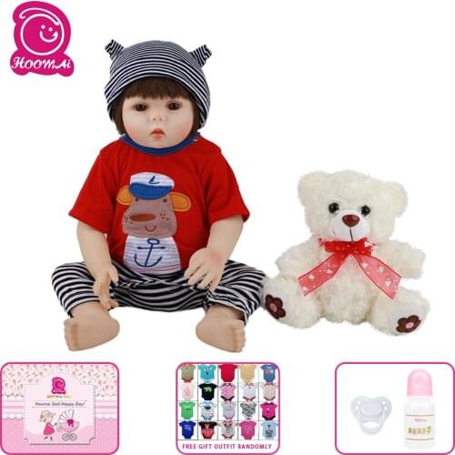 Realistic Newborn Baby 18 '' Silicone Doll cloth Body Lifelike Bebe Reborn Dolls For Children Birthday Gift Shower Toy