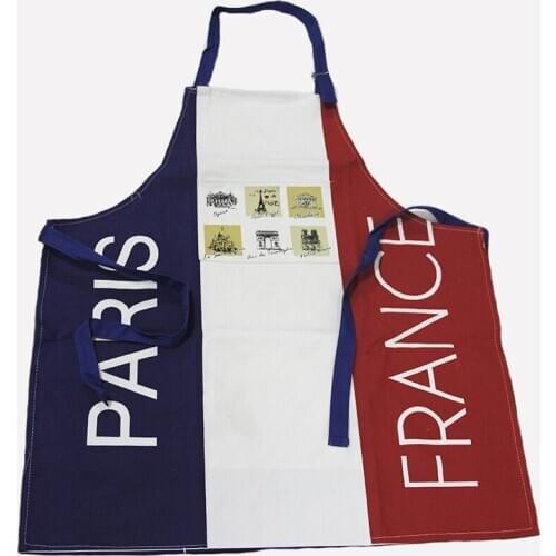 Adjustable Bib 100% Cotton Kitchen Apron Paris Design with Pocket Cooking Apron Coffee Shop Florist Waiter Keuken Schort