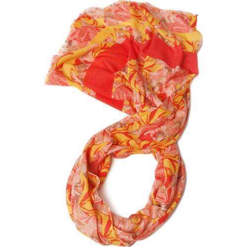 Silk cashmere blend womens elegant printed thin scarfs shawl pashmina 65x180cm orange red series