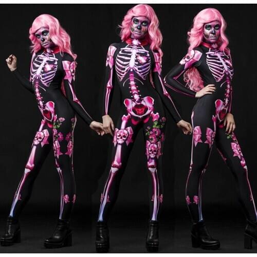 Skeleton Rose Sexy Women Halloween Devil Ghost Jumpsuit Party Carnival Performance Scary Costume Kids Baby Girl Day Of The Dead