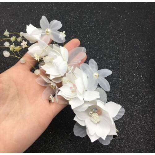 Bridal Wedding Handmade White Fabric Flower Hairpins For Women Girls Floral Hair Accessories Beauty Female Hair Clips Hairgirps