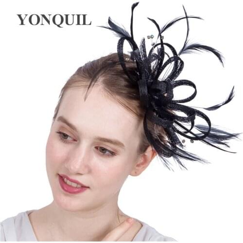 Women Elegant Wedding Headwear Cocktail Fascinators Hairpins Headbands For Ladies Feather Flower Summer Ladies Hair Accessories
