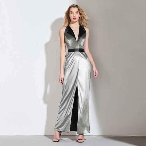 Tanpell split front evening dress gray v neck sleeveless floor length a line gown women plus custom formal long evening dresses