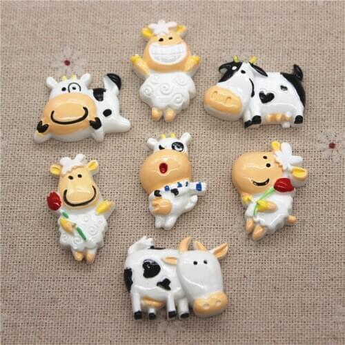 10pcs Cute Cartoon Animal Cow Resin Flat back Cabochon Charm DIY Jewelry/Craft Decoration