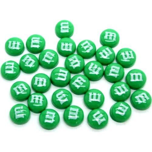 100Pcs 8mm Dark Green Resin Decoration Crafts Letter M Bead Flatback Cabochon Scrapbook DIY Accessories Buttons