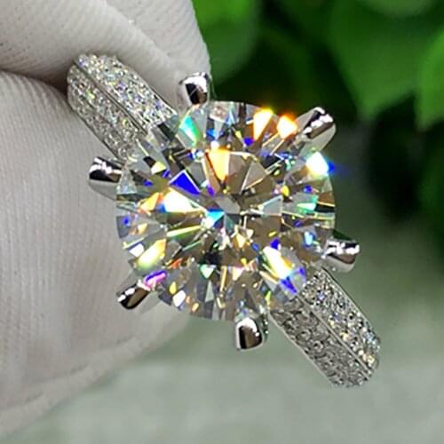10K Au417 White Gold Ring Women Wedding Party Engagement Ring 1 2 3 4 5 Carat Round Luxury Moissanite Diamond Ring Trendy