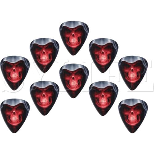 10x Flame Skull Pattern Plectrums Picks for Guitars 0.7mm Thickness