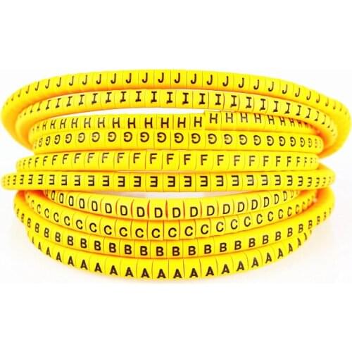 300pcs EC-0 EC-1 EC-2 EC-3 1.5mm2 UVWXYZ yellow English Letter Flexible Print Sleeve Tube Label Network Wire Cable Marker