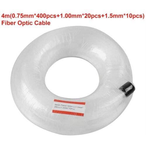 4M(0.75mm*400PCS+1.0mm*20PCS+1.5mm*10PCS) End Glow Fiber Optic Light PMMA Plastic Cable