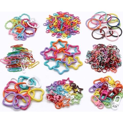 5-100PCS 24 Styles Colorful Alloy Open Rings Lobster Clasp Hooks Ball Chains Paper Clip DIY Jewelry Making Findings Supplies