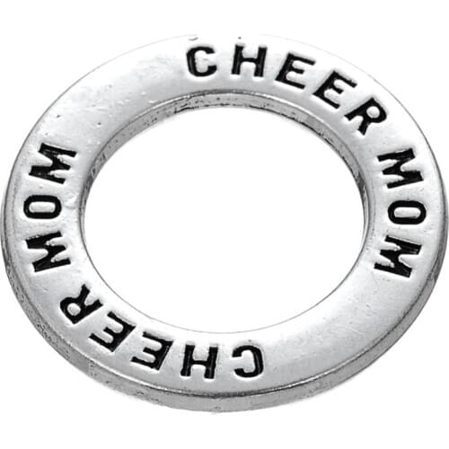 50 PCS Round Cheer Mom Charm in a Circle Accessories Fittings Jewelry Making Findings Craft Supplies