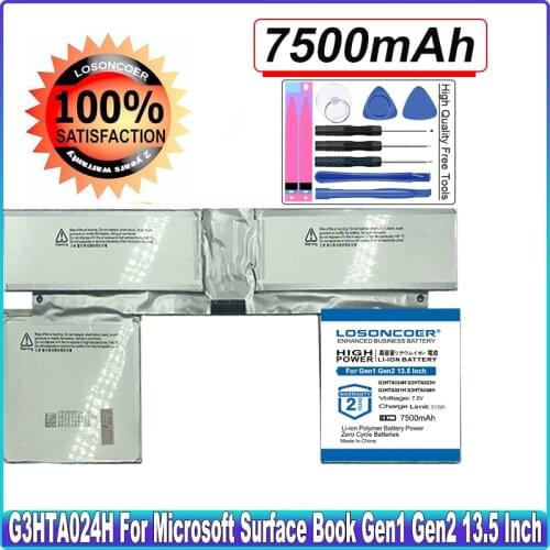 LOSONCOER 7500mAh G3HTA024H G3HTA023H G3HTA021H G3HTA048H Battery For Microsoft Surface Book 1 Gen1 Gen2 13.5 Inch