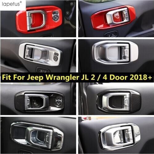 Lapetus Accessories Fit For Jeep Wrangler JL 2018 - 2020 Inner Car Door Pull Doorknob Handle Bowl Molding Cover Kit Trim / ABS
