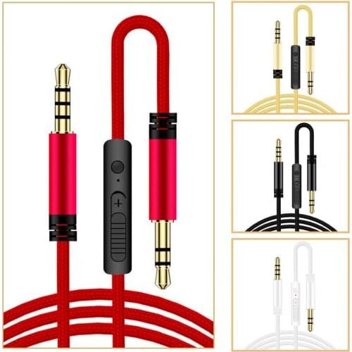 Audio Cable Stable Transmission Anti-interference Built-in MIC 3.5mm Male to Male Audio Wire for Headphone Accessories