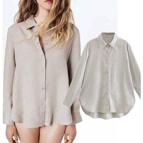 Jenny&Dave Autumn Blouse Women England Style Fashion Vintage Solid Simple Linen Straight Blusas Mujer De Moda 2021 Casual Shirt