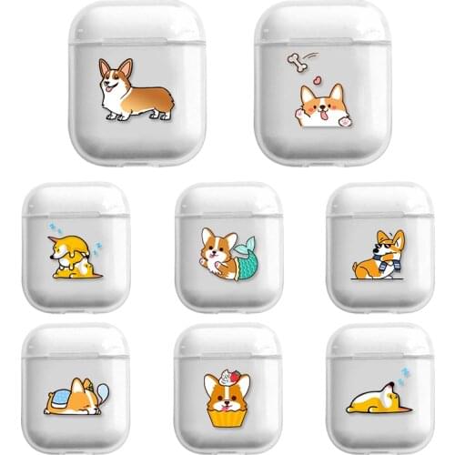 Hard Clear Headphone Case for Apple Airpods Case Pets Corgi Dog Transparent Air Pods Case for Airpod Acessorios Protective Cover