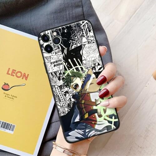 Black Clover Yuno Anime Glossy Glass Soft Silicone Phone Case Cover Shell for iPhone SE 6s 7 8 Plus X XR XS 11 12 Mini Pro Max