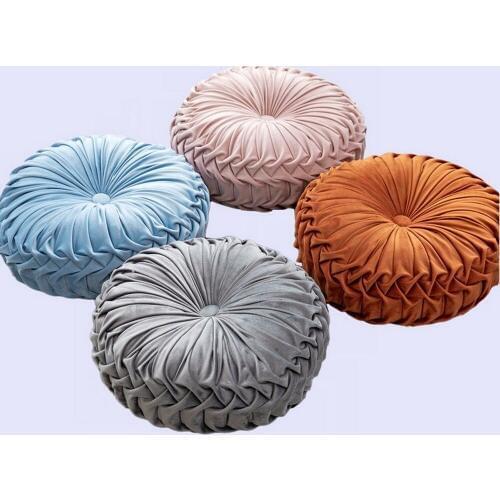 Decorative Pillow Red For Home Chair Bed Car Velvet Pleated Round Pumpkin Throw Pillow Couch Cushion Floor Pillow