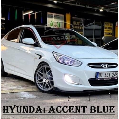 For Hyundai Accent Blue Front Bumper Attachment Lip 2008-2020 Piano Glossy Black Splitter Diffuser Universal Spoiler Bumper