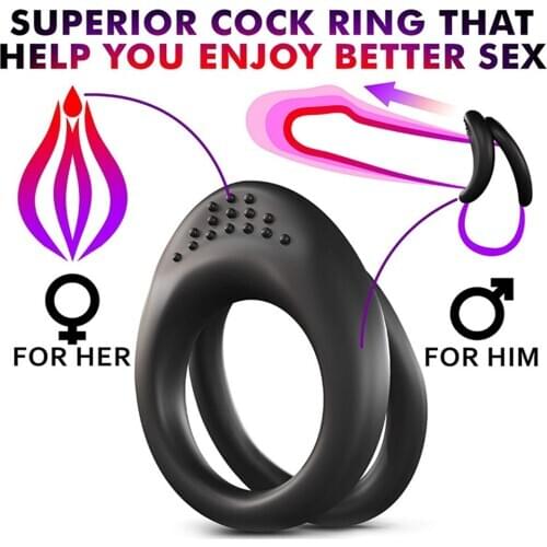 Double Penis Ring For Men Lock Penis And Scrotum Delay Ejaculation Trainer Male Masturbation Silicone Cock Ring Adult Sex Toys
