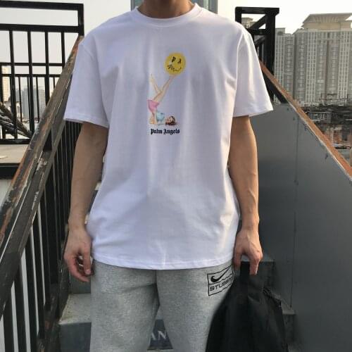 Palm Angels Smiley Joint Juggling Girl PA Smiley Print T-shirt Mens and Womens Short Sleeve