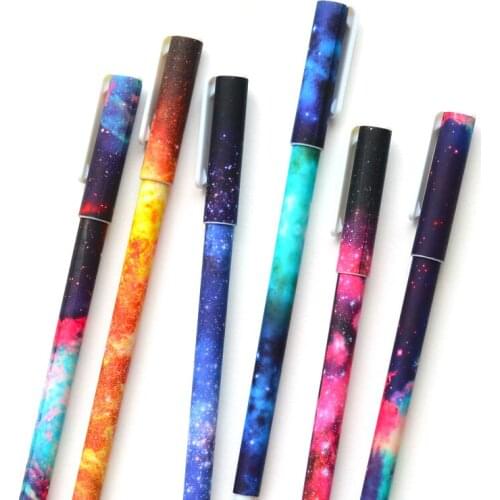 6 Pcs/set Starry Star Night Gel Ink Pen Cute Pens 0.38mm Ballpoint Pens Black Ink Refill Office Accessories School Supplies