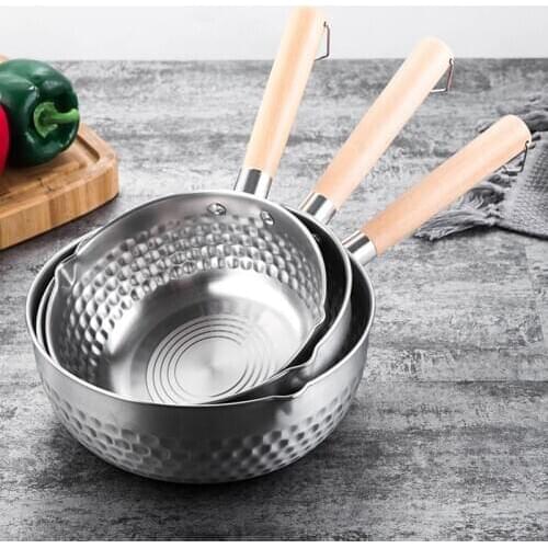 Stainless steel snow pan, small soup pot, commercial household milk pot, cooking noodle pot, porridge pot, single handle small p