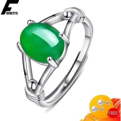 Bali Jelry Retro Ring 925 Silver Jewelry Oval Shape Emerald Ruby Gemstone Open Rings Accessories for Women Wedding Engagement