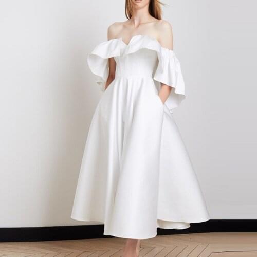 Summer Wedding Dresses For Women Clothing 2021 Puff Sleeve Backless Lady White Dresses Large Hem Party Dress For Female Vestidos