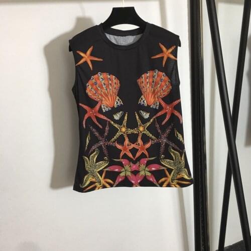 Summer 2021 Fashion womens print sleeveless T-shirts Top B281