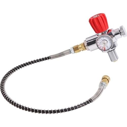 CO2 Tank Compressed Air DIN Valve Gauge & Fill Station,5000Psi High Pressure, 6Mm Quick Disconnect Adapter,7/8-14UNF