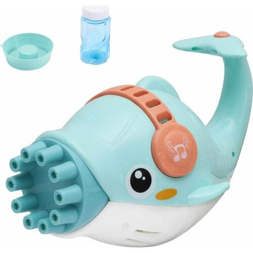 Cute Dolphin Plastic Bubble Machine Electric Automatic Bubble Machine Portable 10-Hole Bubble Blowing Machine Cool Summer Toy
