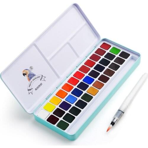 Meiliang 24/36 Colors Solid Water Color Paint Set Metal Iron Box Watercolor Painting Pigment Pocket Set with Painting Brush