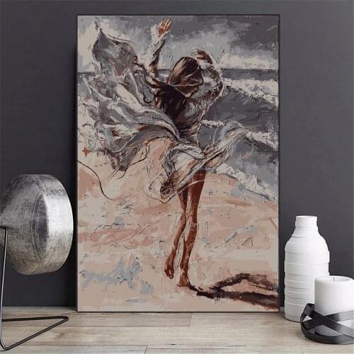 Retro Oil Painting DIY Paint By Numbers Home Decoration Acrylic Paint Adult Calligraphy Painting Brush Set Canvas Poster