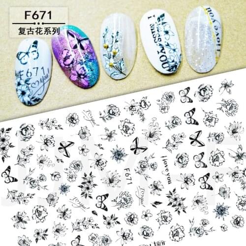 Nails stickers decal decoration Butterfly rose nail decoration DIY Creative Designs Watermark Decals Tool