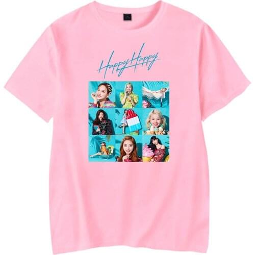Twice New Album Happy Happy name printing summer short sleeve o neck t shirt kpop momo jihyo tzuyu t-shirt unisex tees