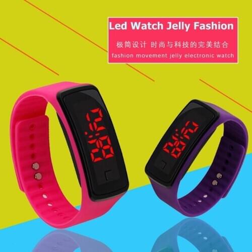 New Hot sale Electronics LED Watch Jelly Fashion Youth Fashion silicone sports bracelet student Childrens bracelet woman clock