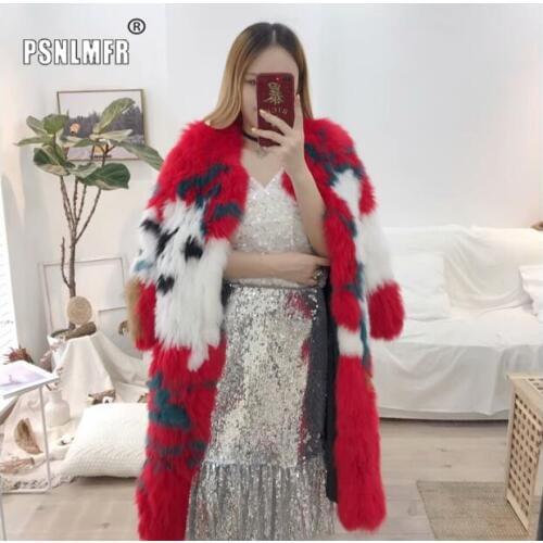 Hot Sale Colorful Patchwork Thicken Real Fur Coat Warm Charming Ladies Womens Winter Coat New Fashion Oversized Outerwear Coat