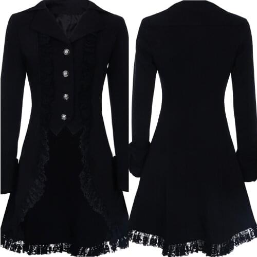 Victoria Wedding Dress Uniform Steampunk Jacket Coat Black Women Gothic Tuxedo Windbreaker Costume
