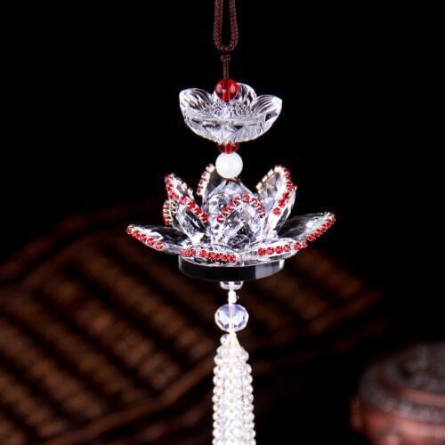 Crystal Lotus Hanging Pendant Rhinestone Ornaments Car Interior Home Decoration Crafts Suncatcher Figurine Fengshui Lucky Gifts