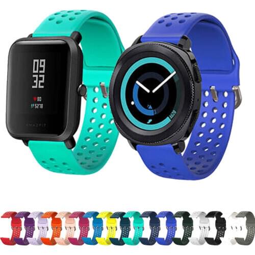 Silicone 20mm Watchband strap for Huami Amazfit BIP youth / BIP lite Smart Wristbands for Samsung Gear Sport Bracelet wriststrap