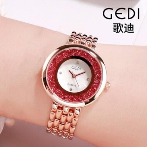Reloj mujer GEDI Luxury Rose Gold Watch Women Unique quicksand Crystal Quartz Ladies Wristwatch Relogio Feminino Montre Femme