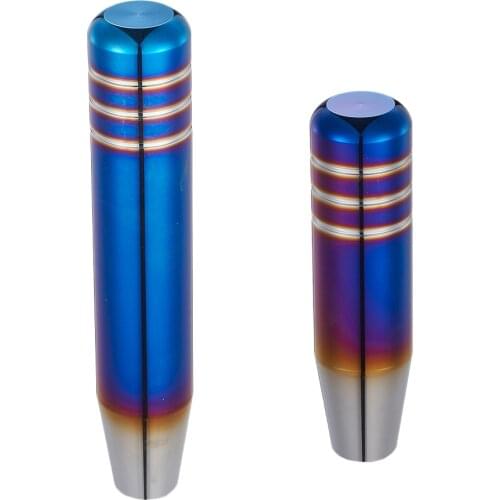 18cm/13cm Long Car Shift Knob Gear Stick Knob Handle Shifter Manual Automatic Transmission Gear Knob Blue Chrome Aluminum