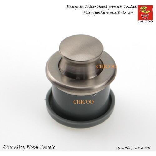 10Pieces Zinc alloy and ABS plastic push button knob satin Nickel furniture drawer Recessed Handle Flush pull handle