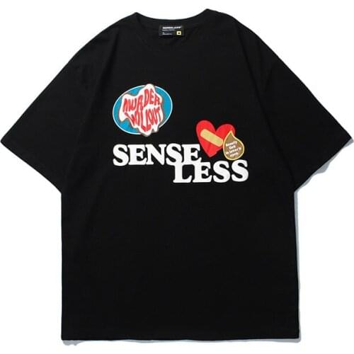 2021 spring and summer high street simple T-shirt Street trend love illustration printing Short Sleeve Tee couple