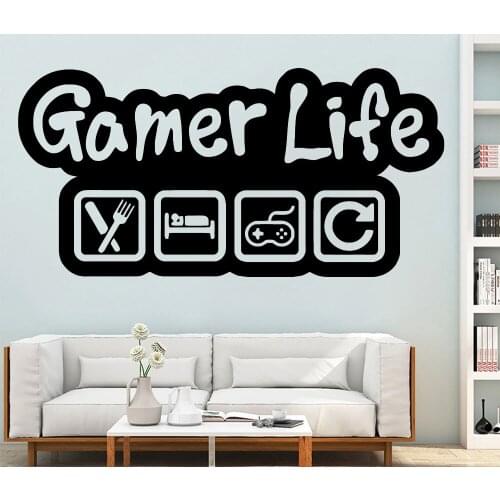 Gamer Lift Eat Sleep Game Repeat Vinyl Sticker Game Zone Wall Decor Decal Sticker Bedroom Home Decor Interior Wallpaper B414