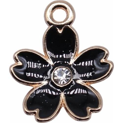 WYSIWYG 10pcs 17x14mm KC Gold Color Enamel Crystal Flower Charms For Jewelry Making DIY Jewelry Findings